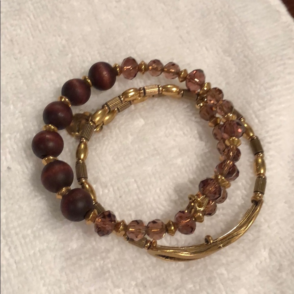 Alex and Ani set gold and wine beads